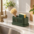 Countertop sink caddy beside a kitchen sink